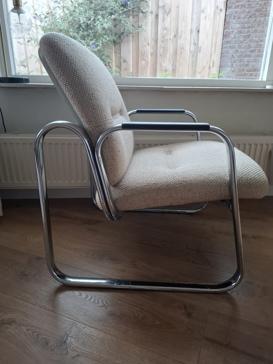 Fauteuil vintage Strafor Steelcase 421 à structure tubulaire | Années 70/80 – Strafor S.A., Chrome (photo 5 of 8)
