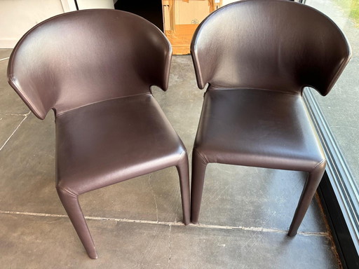 2 Leather Cassina Hola 367 Chairs