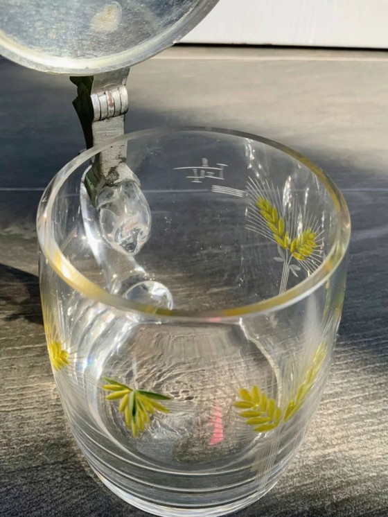 Image 1 of Boccale da birra antico con coperchio in peltro e smalto dipinto a mano (0,4 l)