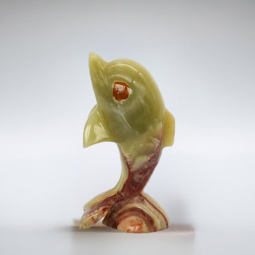 Figurine vintage de dauphin en onyx, années 1970