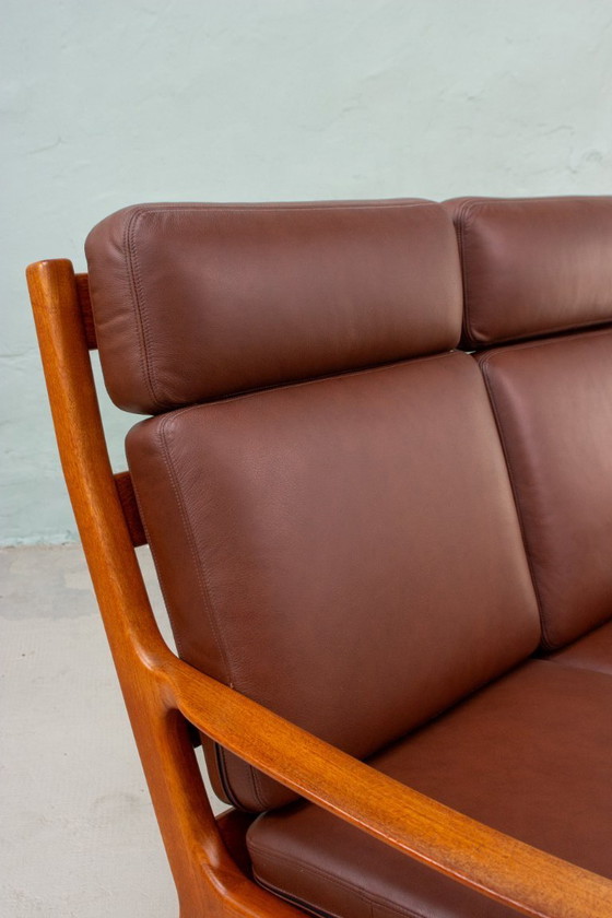 Image 1 of Canapé vintage en teck, style danois, Juul Kristensen, cuir, milieu du siècle