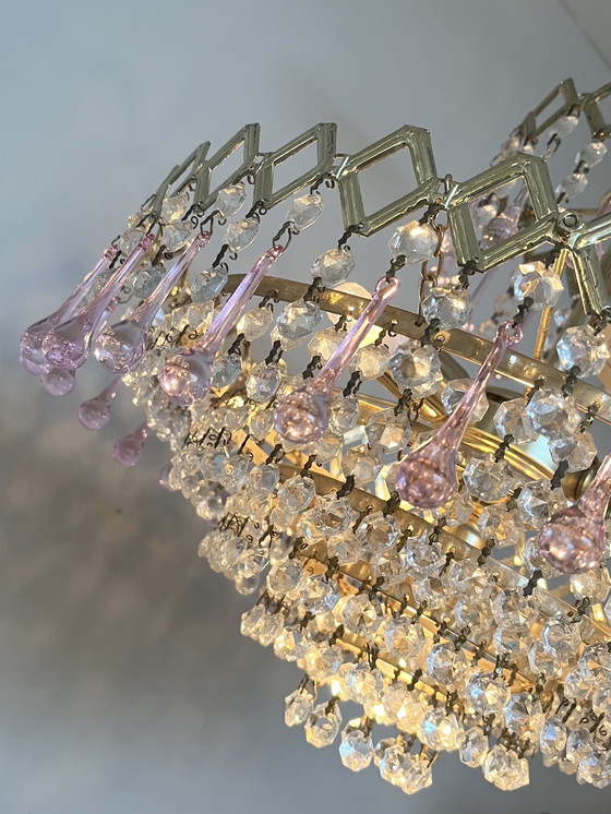 Image 1 of Lustre suspendu vintage des années 1960 en cristal en forme de larme