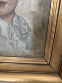Dipinto a olio antico, ritratto di ragazzo