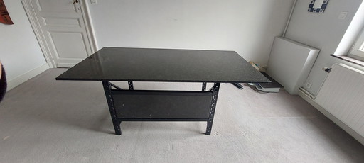 Bureau Marbre Noir Pieds Acier Noir