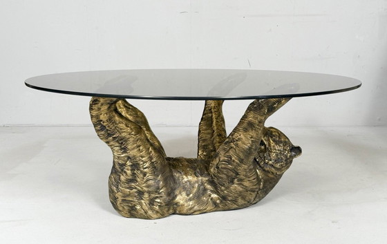 Image 1 of Tavolino scultoreo con figura di orso, Francia, anni '70