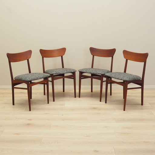 Ensemble de quatre chaises en teck, design danois, 1970S, Production : Danemark