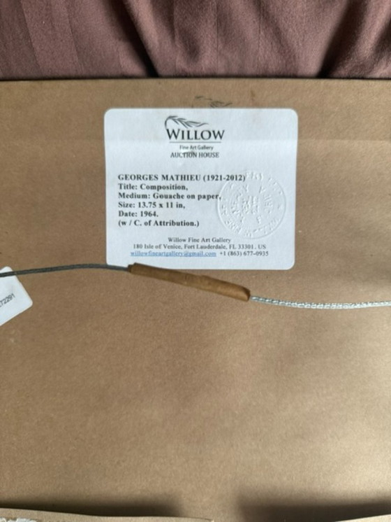 Image 1 of Georges Mathieu, gouache op papier, 1964