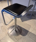 Tabouret de bar La Palma en acier inoxydable et cuir noir (lot de 4)