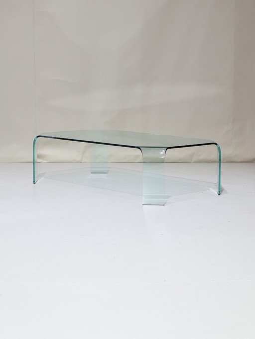 Glass coffee table FIAM Ragnetto Italy 1980s