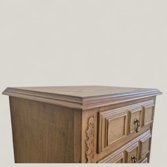 Image 1 of Bijzettafel van eiken- en grenenhout - Midden 20e eeuw