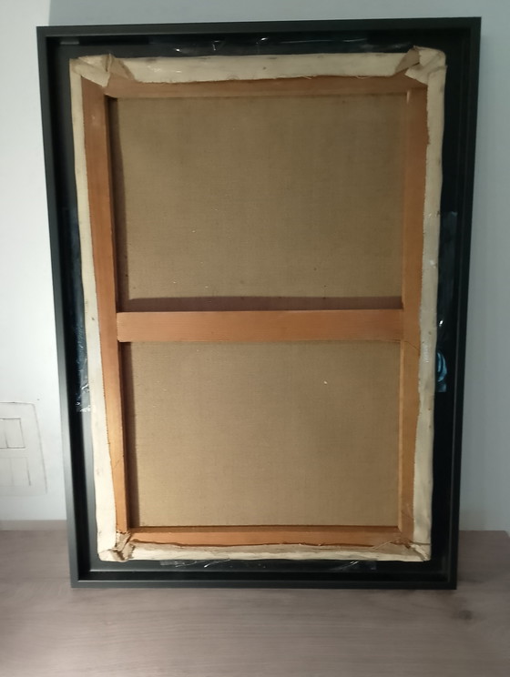 Image 1 of Anatomisch kubistisch portret: Kaptafel met krulspelden, olieverf op linnen doek, gesigneerd Calezis, circa 1955