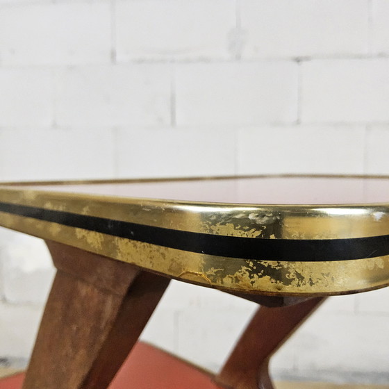 Image 1 of Vintage bijzettafel / plantentafel (Van Teeffelen stijl)  Formica / beukenhout (jaren 60 / 60s)