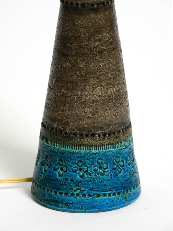 Image 1 of Beautiful 1960s Rimini Blue Ceramic Table Lamp by Aldo Londi for Bitossi, Italy
