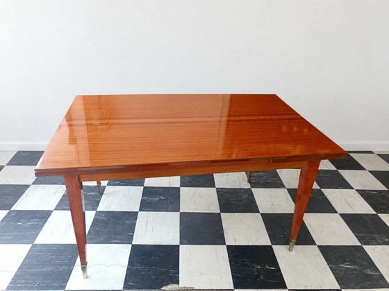 Table de salon mid-century vintage pieds compas – Tables de salle à manger, Bois (photo 2 of 14)