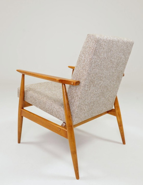 Image 1 of Vintage fauteuil etnische stijl beige granola bekleding stof ontwerp van H.Lis
