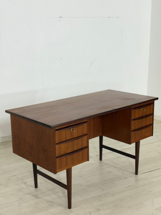 Image 1 of Danish teak desk office desk table wood vintage