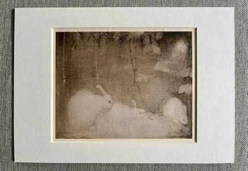 Jan Mankes 1889-1920 / Héliogravure originale Lapins dans une forêt d'automne 1923