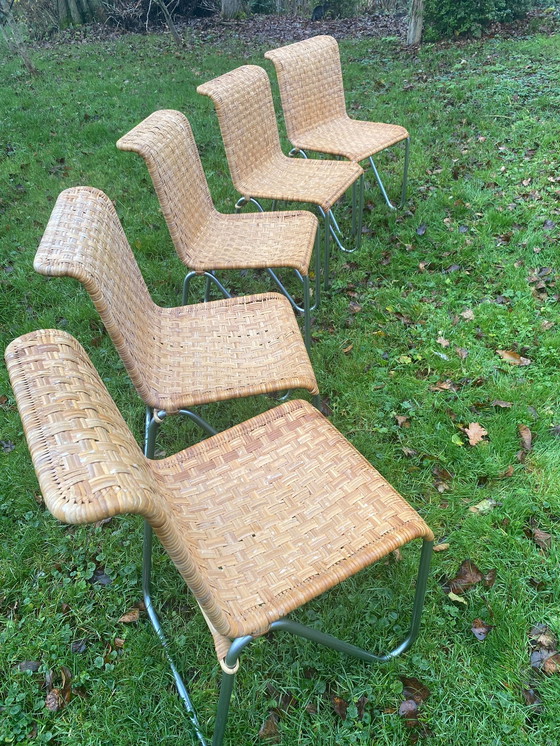 Image 1 of 5x Silla diagonal de ratán Gispen, modelo 2a