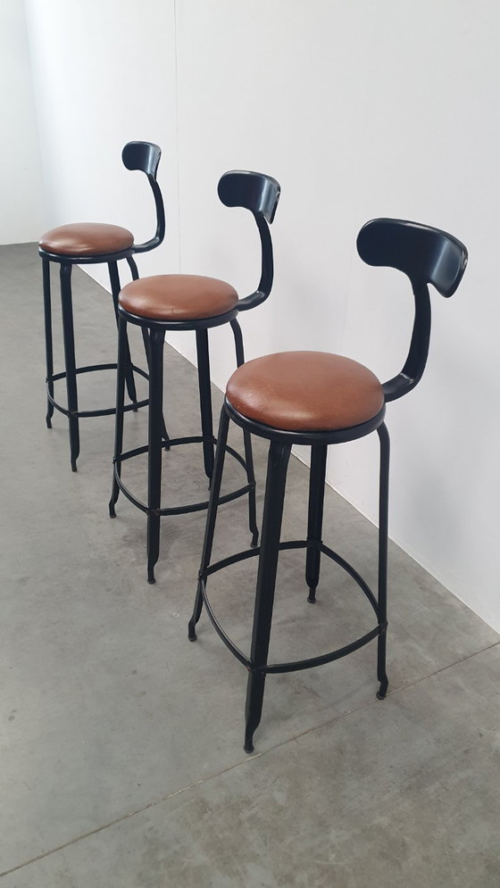Image 1 of 3x Chaise Nicolle Sgabello da bar in metallo dal design industriale francese