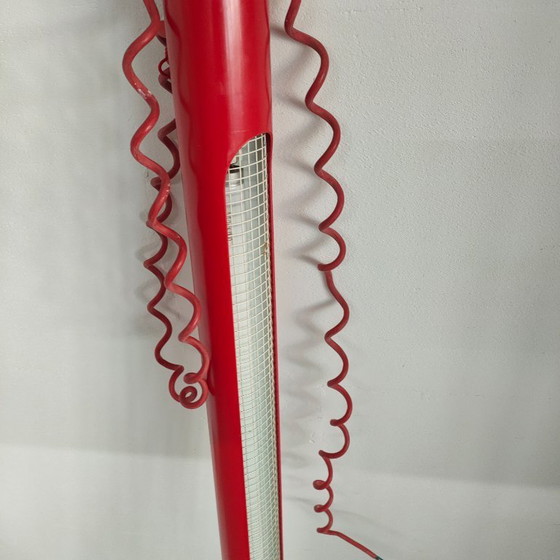 Image 1 of Ampia lampada vintage a tubo fluorescente massiccia in stile pop art da soffitto (rosso)
