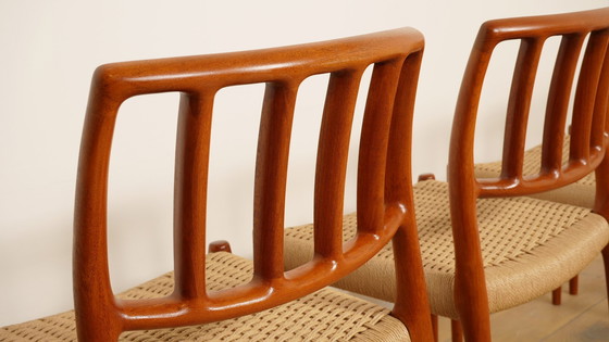Image 1 of 6 sedie da pranzo Niels Otto Møller | Modello 83 | Papercord | Teak
