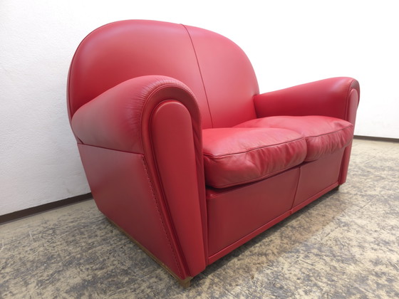 Image 1 of Poltrona Frau Vanity Fair Sofa Rode Tweezits Designer Sofa Lederen Sofa