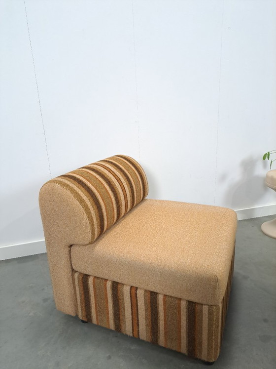 Image 1 of Gestreepte elementen fauteuil met hocker of sofa