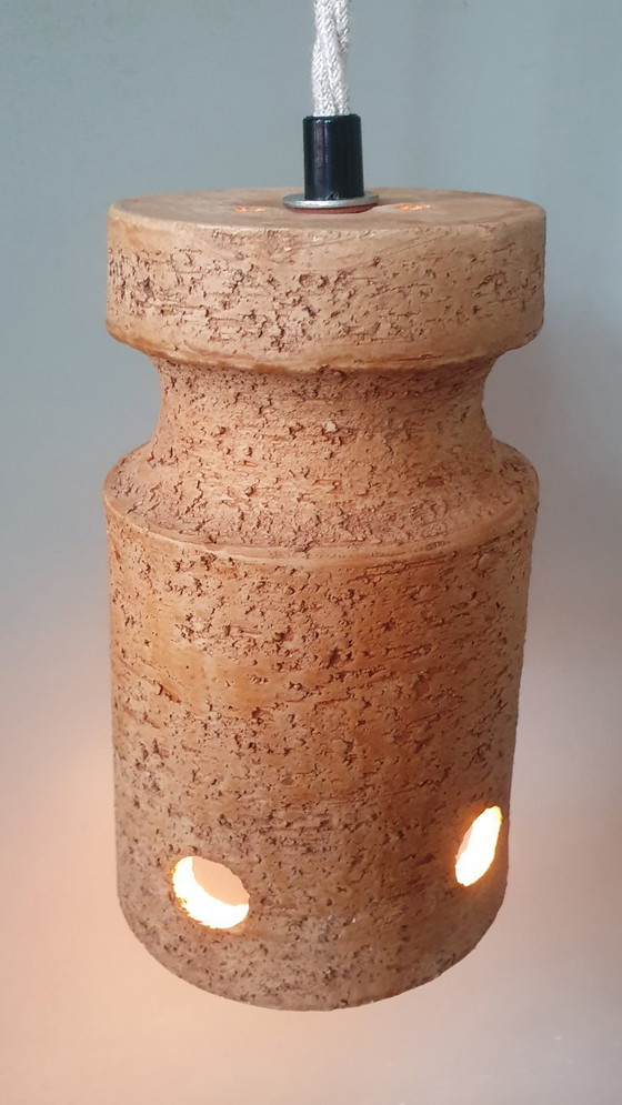 Image 1 of Set di 2 lampade a sospensione vintage in ceramica, Germania Ovest, vetro lava