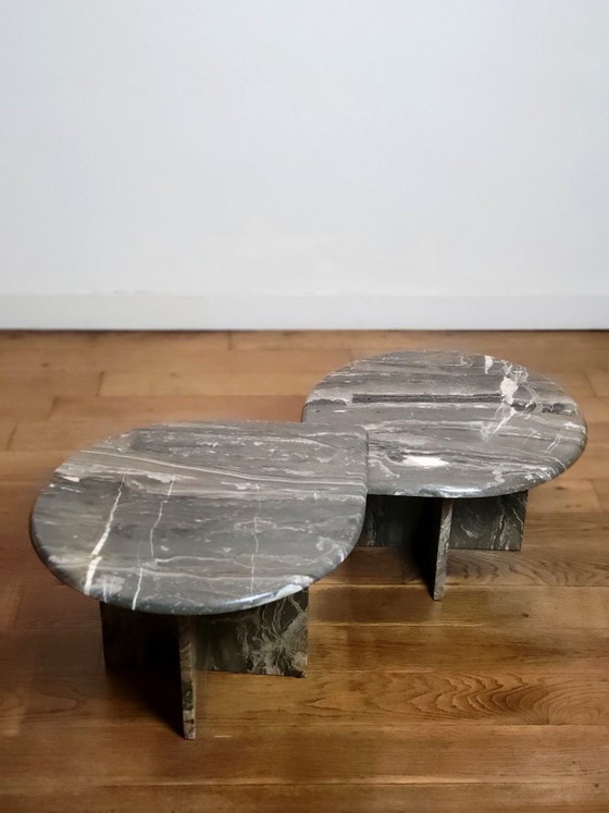 Image 1 of Vintage organically shaped marble side tables, Germany 1970