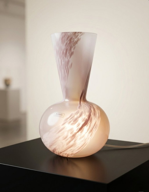 MURANO Vintage Pink Swirl Glass Table Lamp - Mid-Century - Made in Italy - Perfect