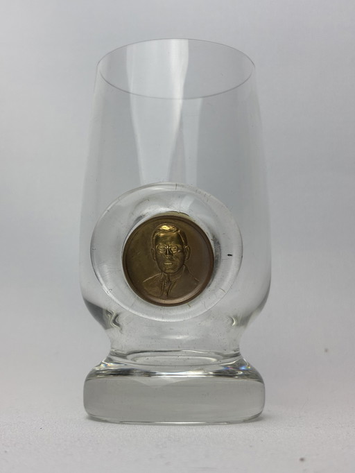 Set anniversario 1970 – 12 bicchieri in una lussuosa scatola di legno – placcati in oro