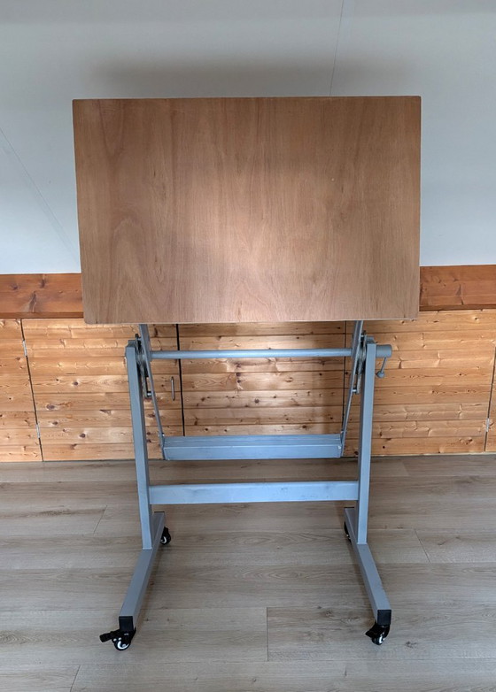 Drawing/Studio Table, Height Adjustable and Mobile with Brake, Side tables, Wood, Metal, Black (photo 16 of 20)