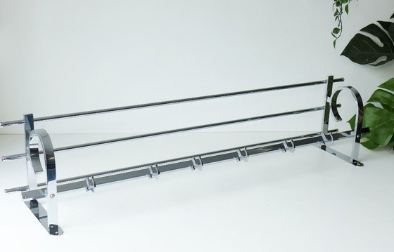 Image 1 of ART DECO Wardrobe Vintage Wall Coat Rack 1930s 1940s Chrome Silver Bauhaus Streamline