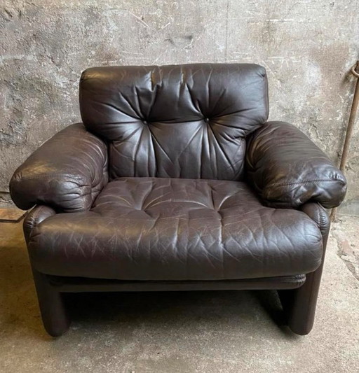 B&B Italia armchair Coronado in dark brown leather