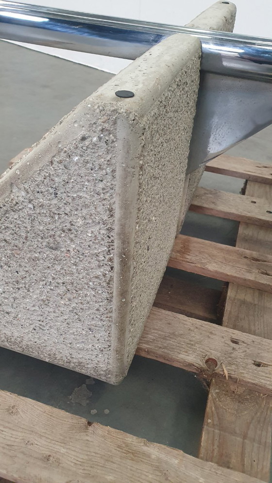 Saporiti Offredi vintage salontafel beton/glas brutalist 70s – Stone (photo 5 of 14)