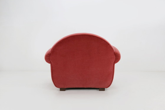 Image 1 of Ensemble de 3 fauteuils en velours rouge Art déco, années 1930