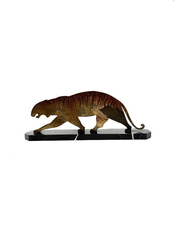 Image 1 of Art-Déco-Tigre-Skulptur aus Bronze, Frankreich, ca. 1930
