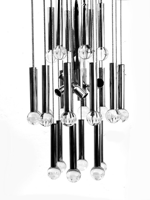 Sciolari Italia lampada da soffitto sfera di cristallo design space age anni '70 modernismo