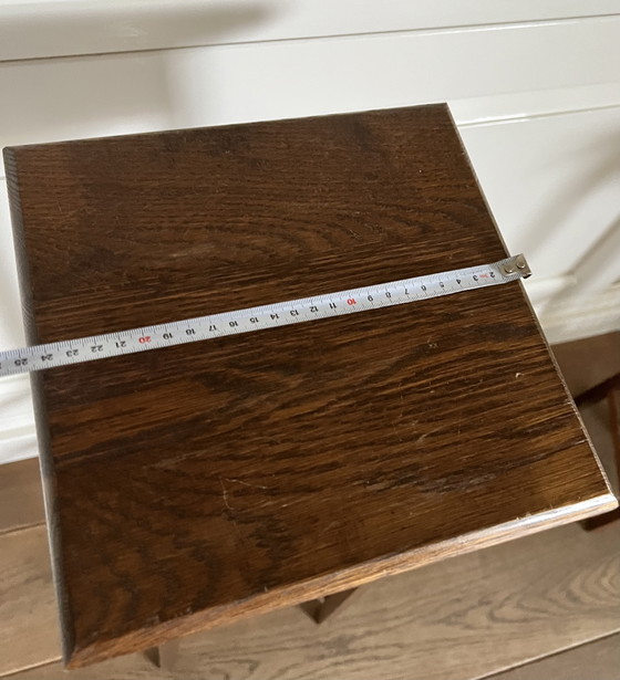 Image 1 of Plant table/pedestal set dark antique oak