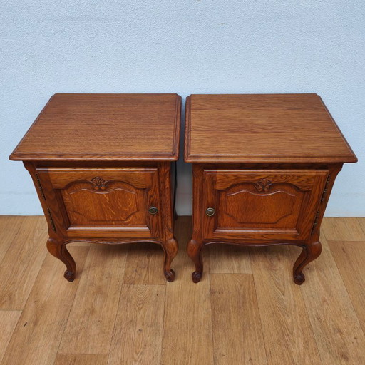 Ensemble de tables de chevet vintage en bois, tables d'appoint de style Queen Anne