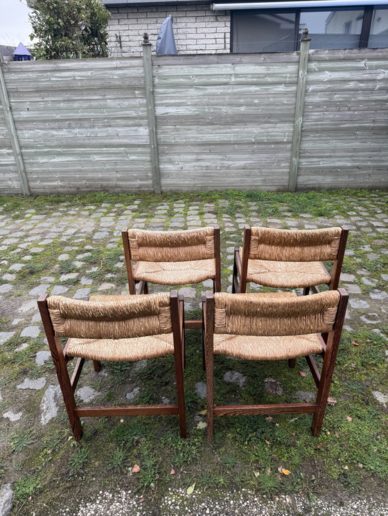 Image 1 of Stoelen Wengé hardhout en rotan (4)