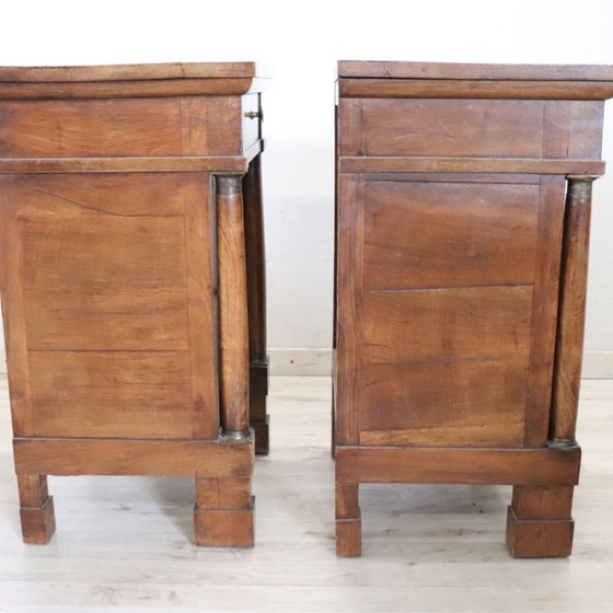 Pair of antique nightstands in solid walnut, Italy early 19th century, Wood, Brown, Classicisme (photo 12 of 15)