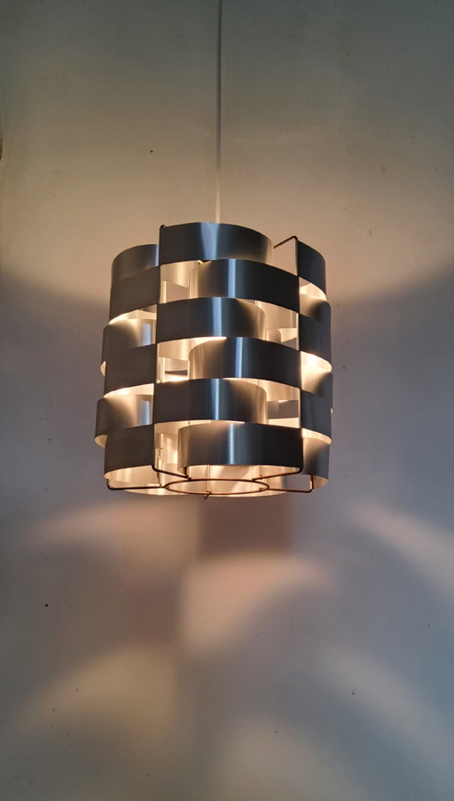 Suspension vintage Max Sauze en aluminium brossé