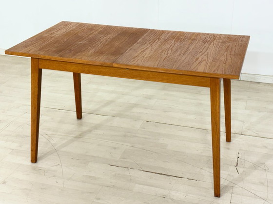 Image 1 of Scandinavian vintage kitchen dining table, oak – extendable – top freshly restored