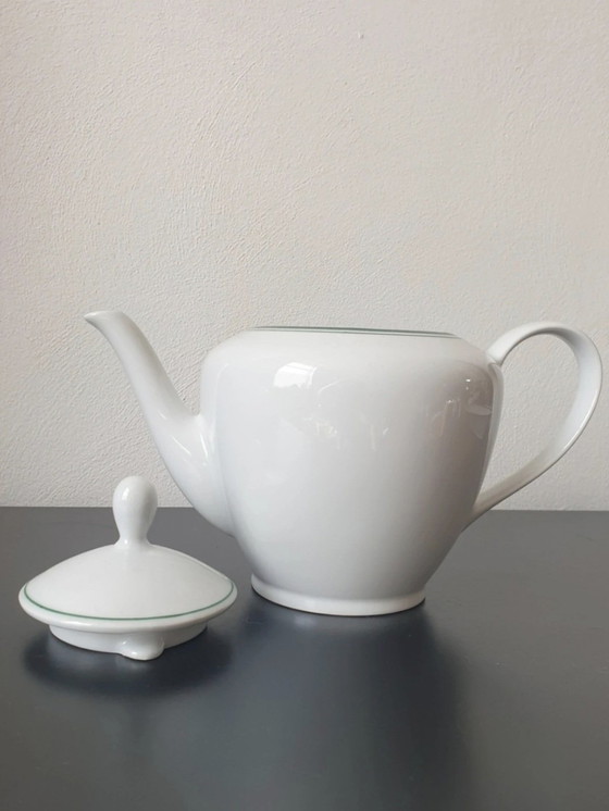 Image 1 of Mitterteich Bavaria Tea Set - Model 'Fanara' - Timeless Green Trim (3-piece, 1960s/70s)