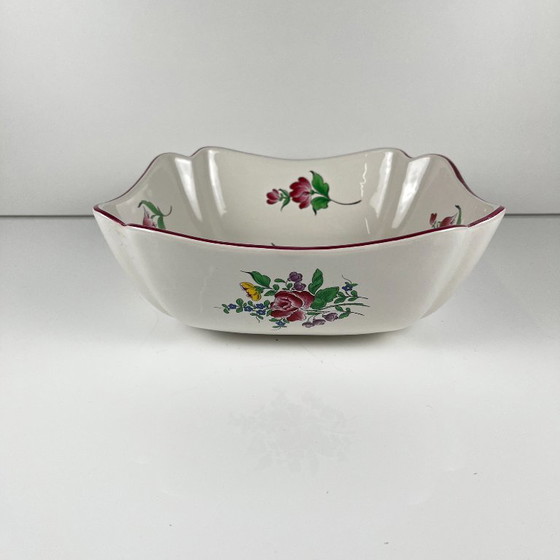 Vierkante Saladeschaal, Model Réverbère van KG Lunéville, Rozenpatroon – Servies, Ceramic (photo 5 of 7)