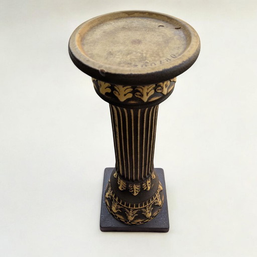 Rarity! Vintage ceramic plant stand from the 70s in black and gold, classic decor, very good condition