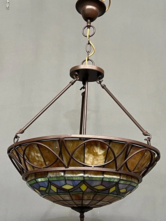 Grande lampada Tiffany. – Lampade a sospensione, Crystal, Metal, Art Deco (photo 6 of 6)