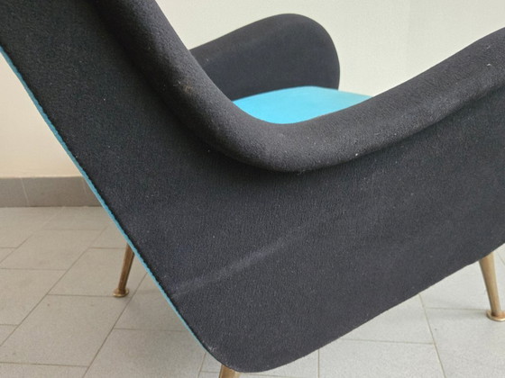 Image 1 of Vintage fauteuil uit 1950, rockabilly wollen jersey, DLG Marco Zanuso Arflex jaren 50