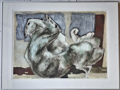 Ru van Rossem - Paarden - Grote Kleurenets – lithos zeefdrukken, Paper
